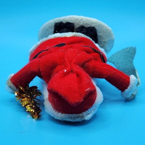 1950s Santa Claus Figure Celluloid Face Felt Suit Tinsel Bottle Brush Tree Japan - Picture 7 of 9